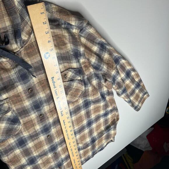 Carhartt Women’s XXL Plaid Flannel Shirt Jacket Hoodie 100% Cotton – Brown/Beige - Picture 3 of 12